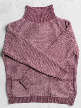 Laura Petites Dusty Rose Chenille Mock Neck Sweater M